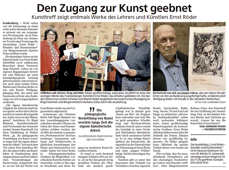 Kunsttreff zeigt erstmals Werke des Lehrers und Künstlers Ernst Röder