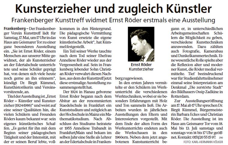 Vernissage - Ernst Röder - Künstler und Kunsterzieher
