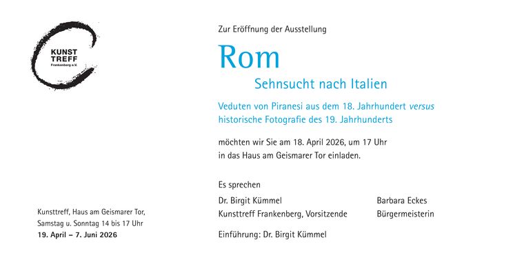 Einladung Flyer Ausstellung Rom - Sehnsucht nach Italien 
